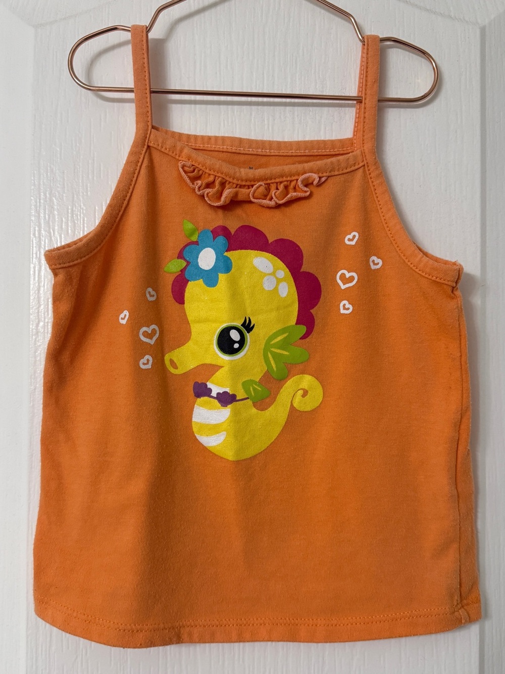 Kids toddler girls' orange seahorse tank top size S